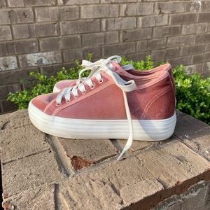 Pink Velvet Platform Sneakers